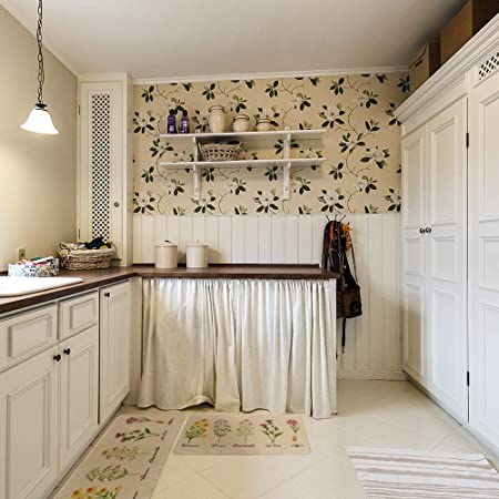 Floral Decorative Kitchen Mats Set of 2, Non-Slip Absorbent Rug Comfort Standing Runner Mats Washable Floor Mat Seasonal Mat for Kitchen - 17x29 and 17x47 Inch