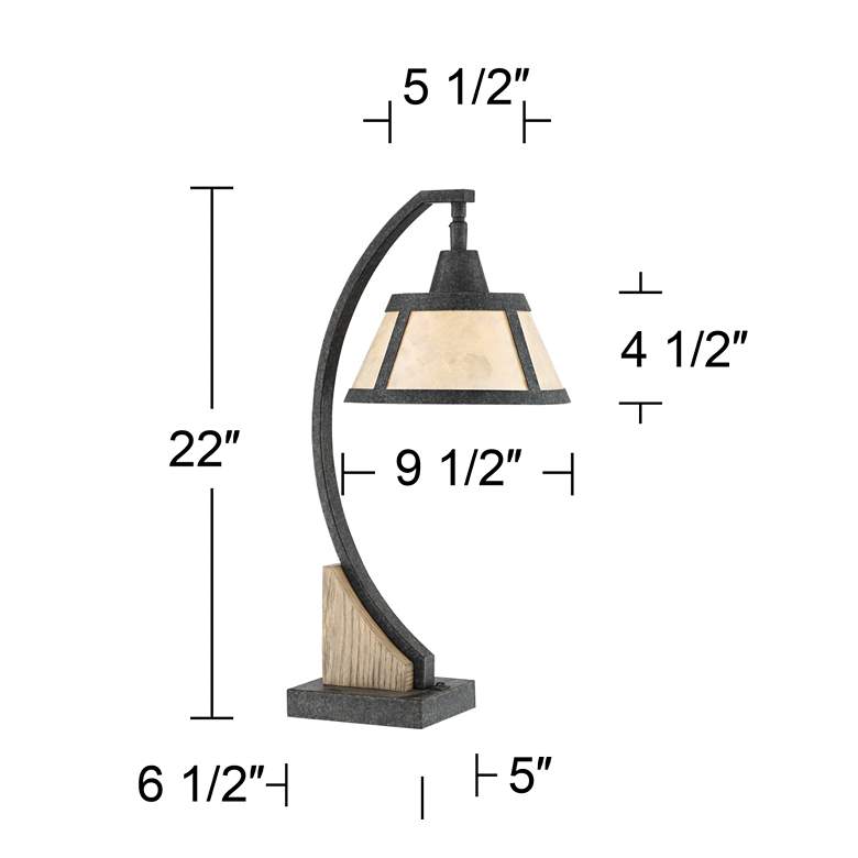 Oak River Gray Wash Desk Lamp with USB Port and Power Outlet