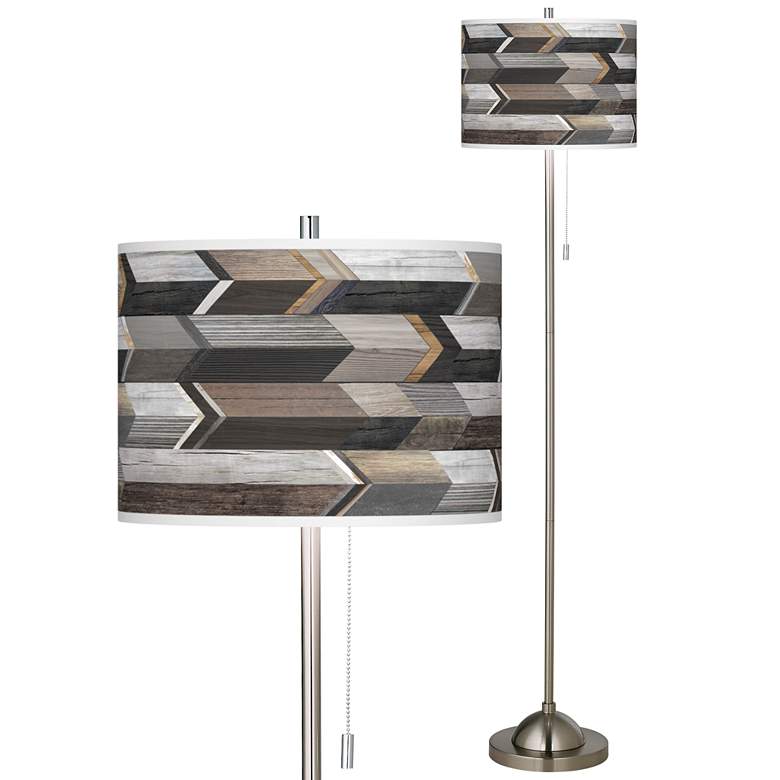 Woodwork Arrows Brushed Nickel Pull Chain Floor Lamp