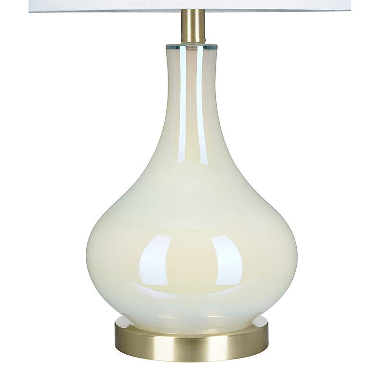 White Iridescent Glass Gourd LED Table Lamp