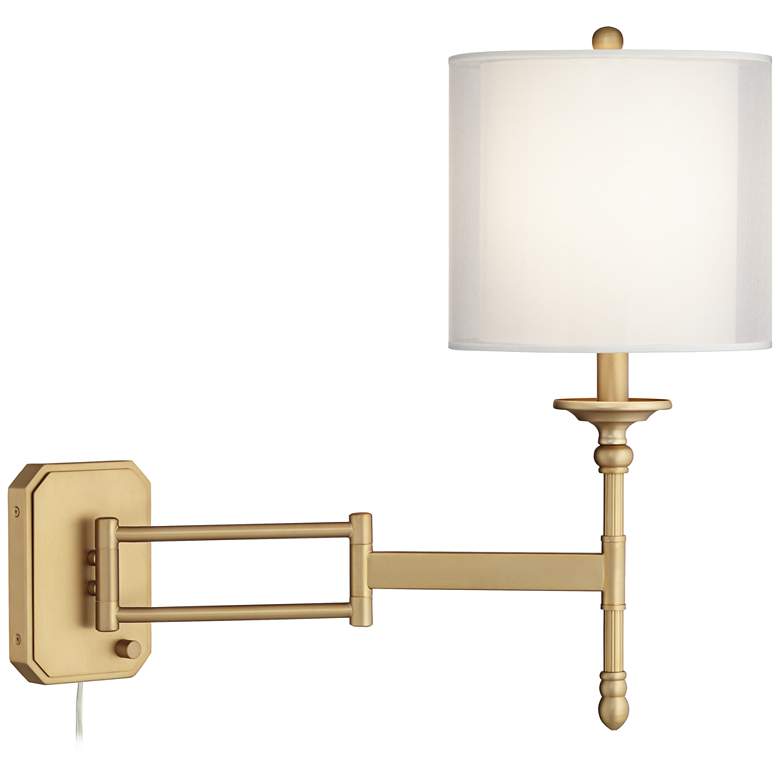 Possini Euro Atka Antique Brass Plug-In Swing Arm Wall Lamp