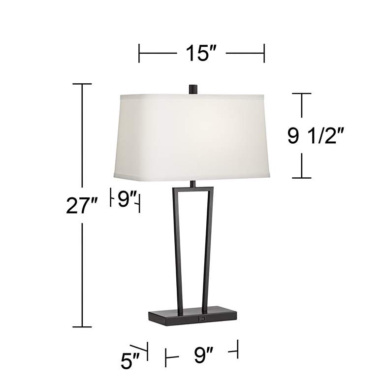 Cole Black Metal Table Lamps with USB Port Set of 2