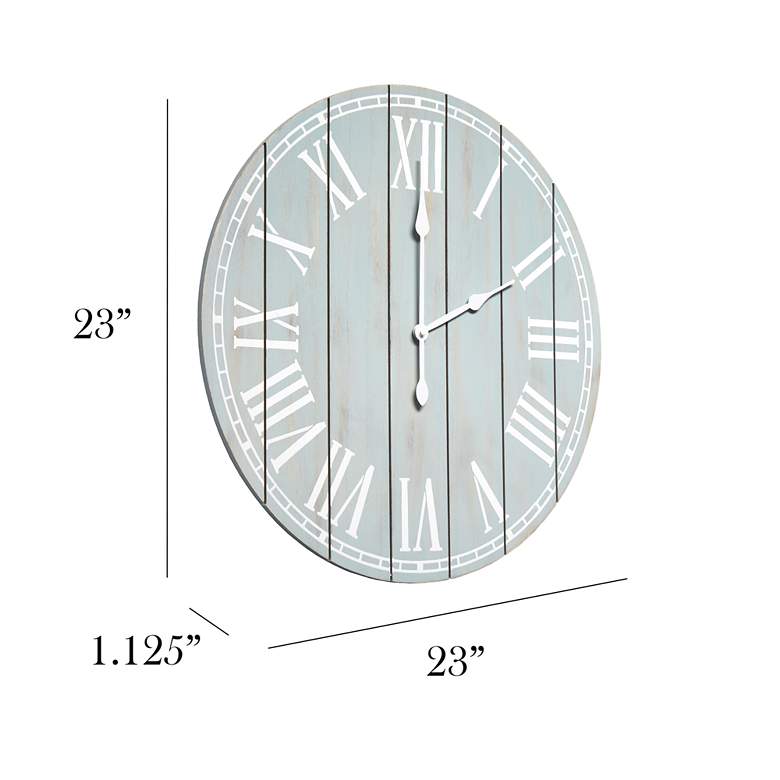 Dempsey Light Aqua Wash Wood 23" Round Wall Clock