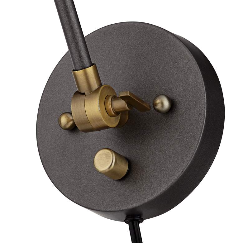Kenora Gunmetal and Brass Plug-In Swing Arm Wall Lamp