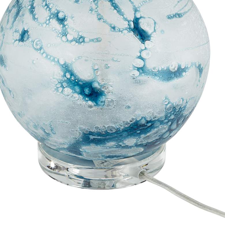 Possini Euro Sutton Blue and White Coastal Modern Art Glass Table Lamp