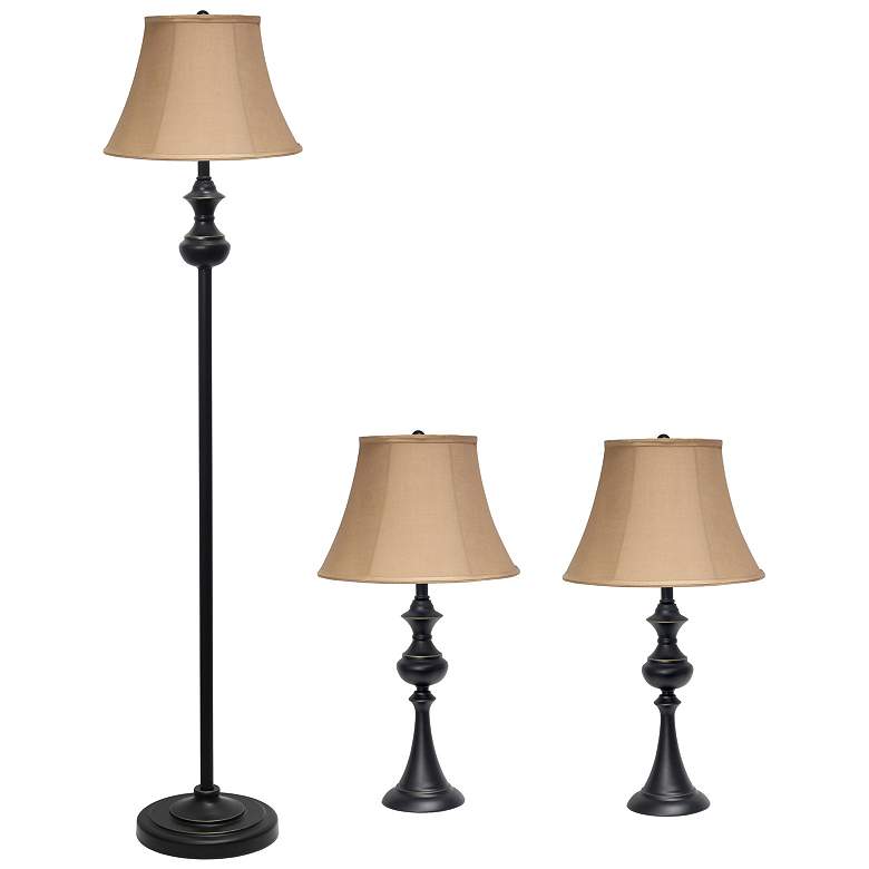 Elegant Designs Bronze 3-Piece Floor and Table Lamp Set