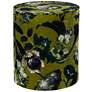 Rhapsody Mustard Fresh Floral Velvet Pouf Ottoman