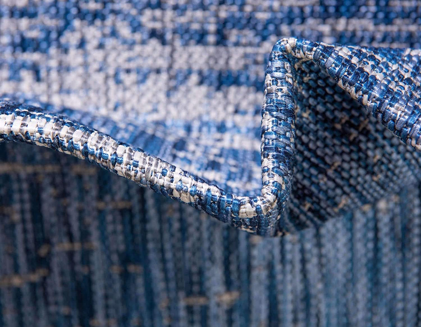 Outdoor Modern Collection Distressed Gradient Transitional Blue Area Rug