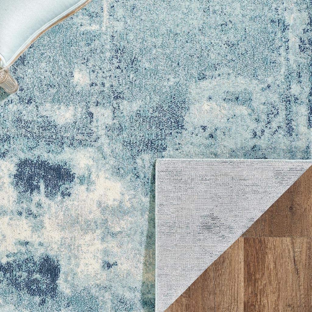 Kingsbury Collection Abstract blue Modern Soft Area Rug