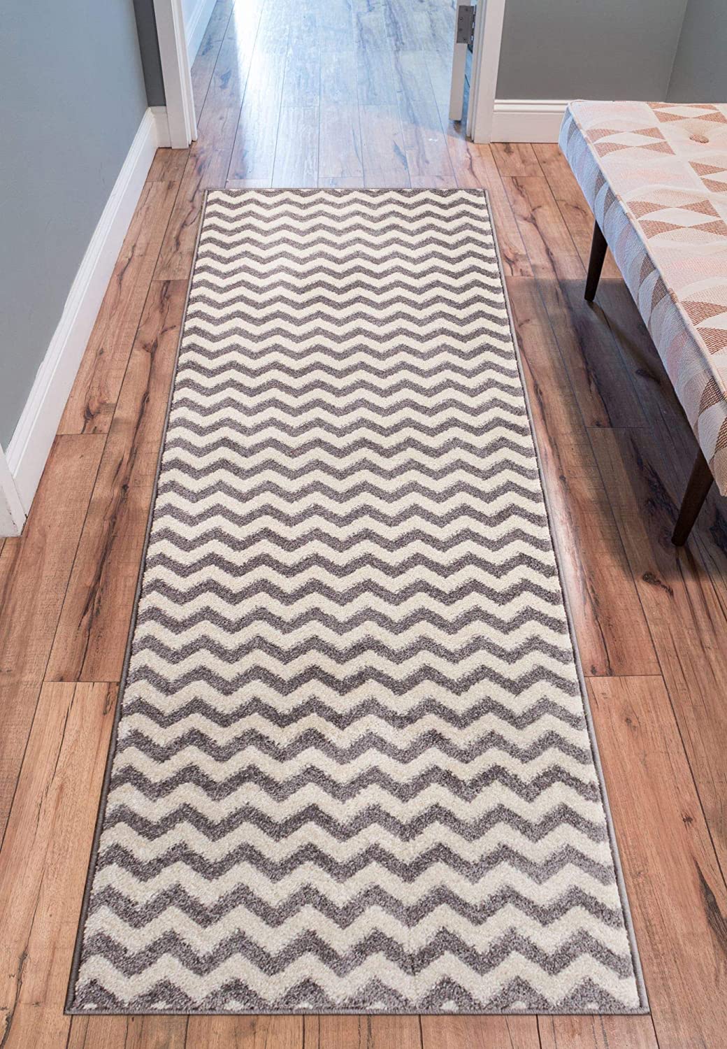 Sydney Eli Chevron Light Grey Modern Area Rug