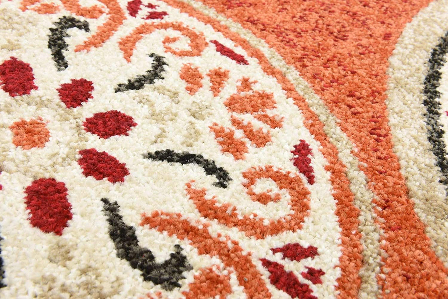 Carved Floral Transitional Indoor/ Outdoor Flat Weave Terracotta/Beige Area Rug