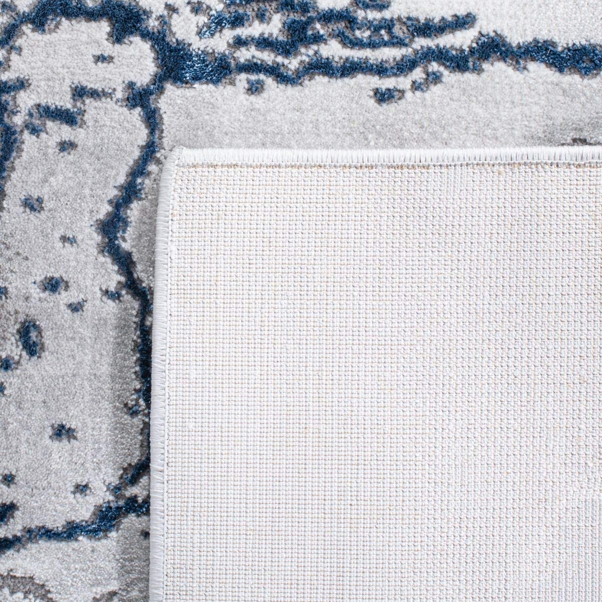 Collection Modern Abstract Area Rug Square, Ivory Grey/Blue