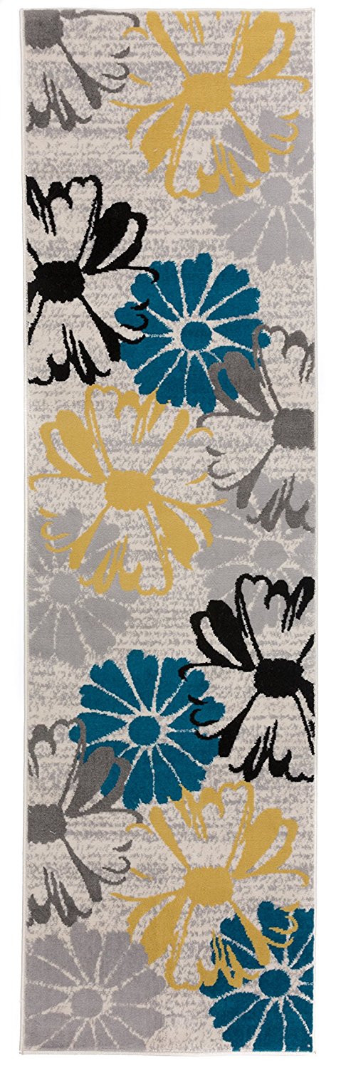 Cream Navy Blue Yellow Area Rugs