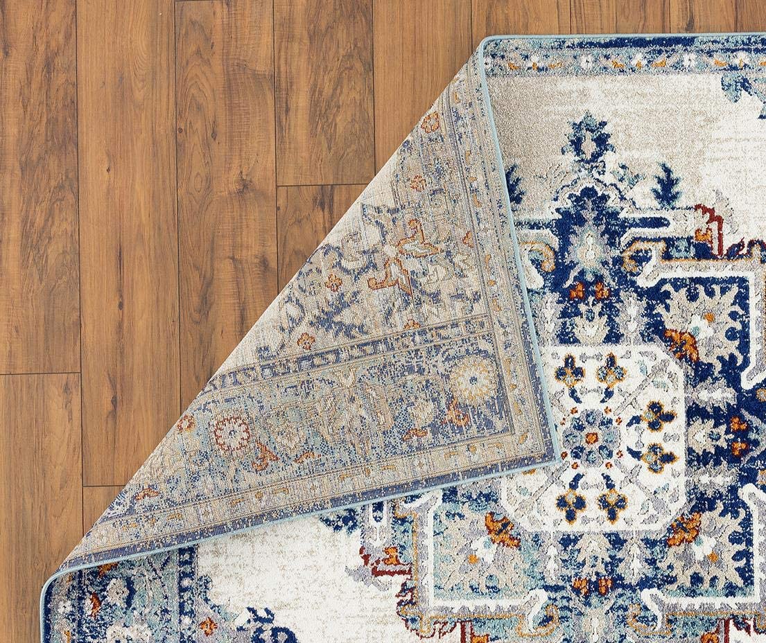 Beverly Collection Ivory Oriental Floral Soft Area Rug