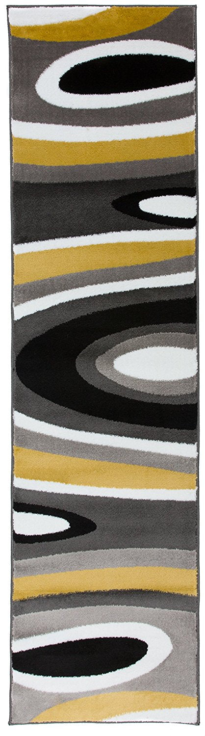 Gray/Grey Yellow Abstract Area Rug