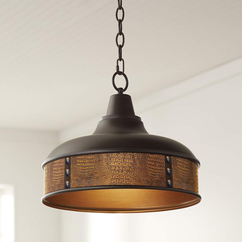 15" Wide Bronze Pendant Light