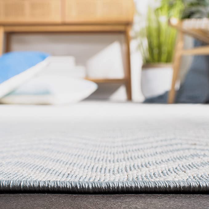 Blue/Cream MSRO334A Indoor/ Outdoor Waterproof Easy Cleaning Patio Backyard Mudroom Soft Area Rug