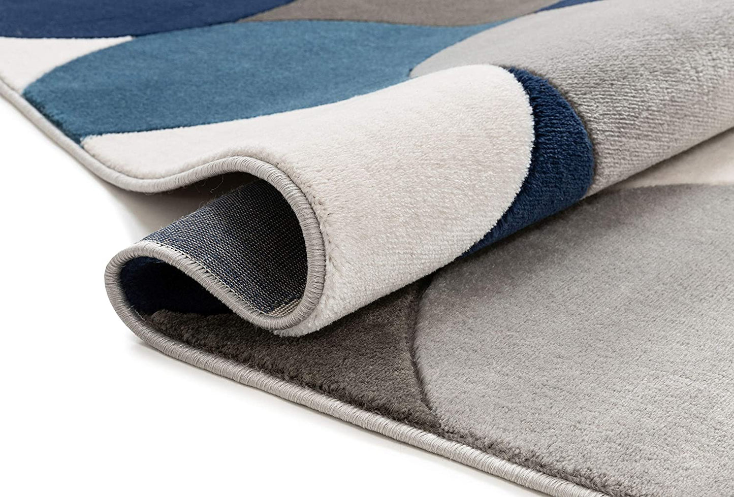 Good Vibes Helena Blue Modern Geometric Shapes 3D Texture Soft Area Rug