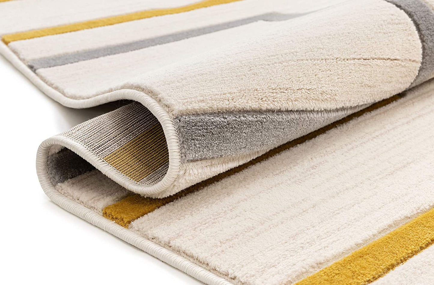 Good Vibes Fiona Gold Modern Geometric Lines 3D Texture Soft Area Rug
