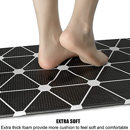 0.47 Inch Thick Anti Fatigue Cushioned Kitchen mats for Floor, Non-Slip PVC Waterproof Heavy Duty Sink Mat,Comfort Standing Desk Foam Mat for Kitchen,Sink(Black) (17.3'' x 30'')