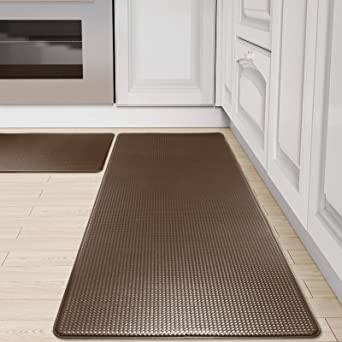 Kitsure Kitchen Mats 2 PCS, Waterproof & Non-Slip Kitchen Rugs, Anti-Fatigue Mats for Kitchen Floors, Offices & Laundries, Durable Resilient Kitchen Rug Set, 17.3"×30"+17.3"×47",Black