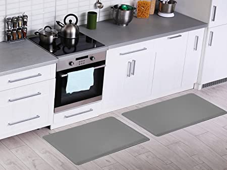 ZVV 2PCS Kitchen Mat Cushioned Anti Fatigue Kitchen Rug,17.3" X 30", Waterproof Non Slip Memory Foam Kitchen Mats and Rugs Heavy Duty Ergonomic Comfort Rugs for Kitchen,Floor Home,Office,Sink,Laundry