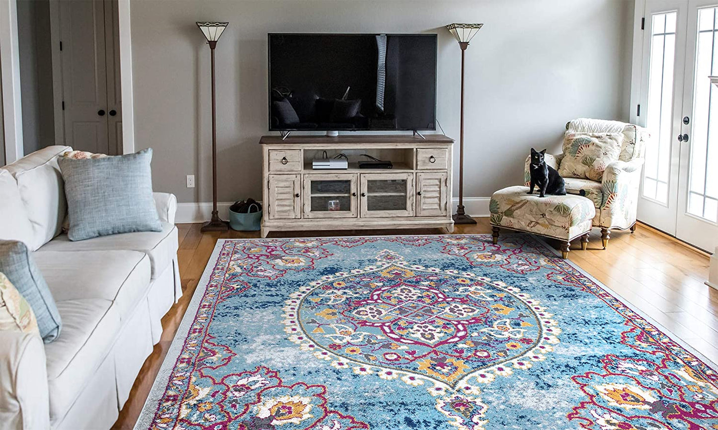 Rixos Medallion Vintage Area Rug, Blue