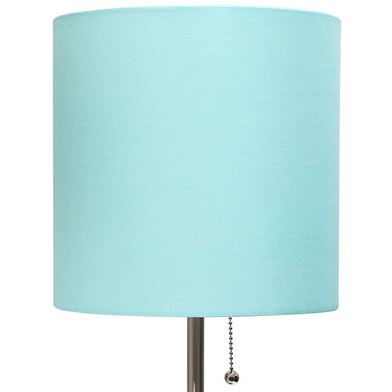 LimeLights 19 1/2" High Stick Table Lamp with Aqua Shade and USB Port