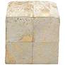 Astoria Weathered Gold Leather Hide Pouf Ottoman