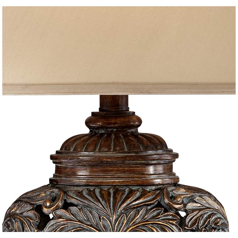 Barnes and Ivy Leafwork Bronze Vase Table Lamp with USB Dimmer Cord