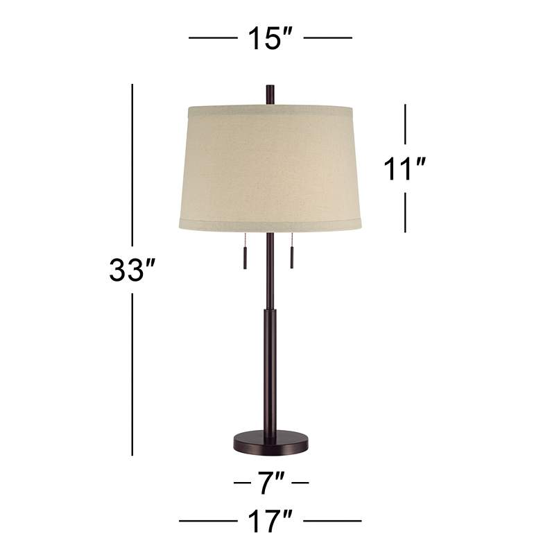 Possini Euro Design Matte Dark Bronze Stick Table Lamp with USB Cord Dimmer