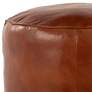 Cobbler Brown Leather Round Pouf Ottoman