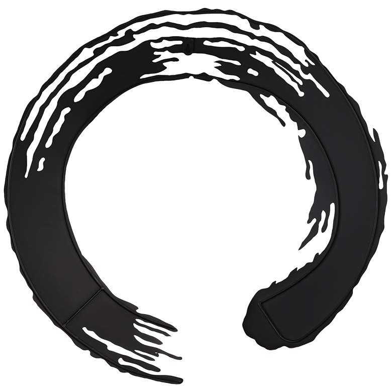 25 1/4" Wide Black Metal Paint Swipe Round Wall Art