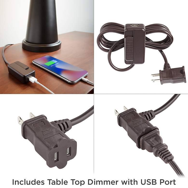 Edgar 29" High Bronze Table Lamp by Regency Hill with USB Cord Dimmer