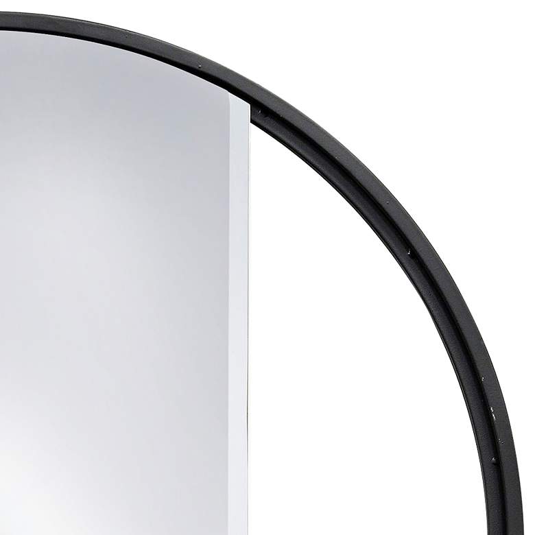 Ebony Painted Black 24" Round Window Panel Wall Mirror