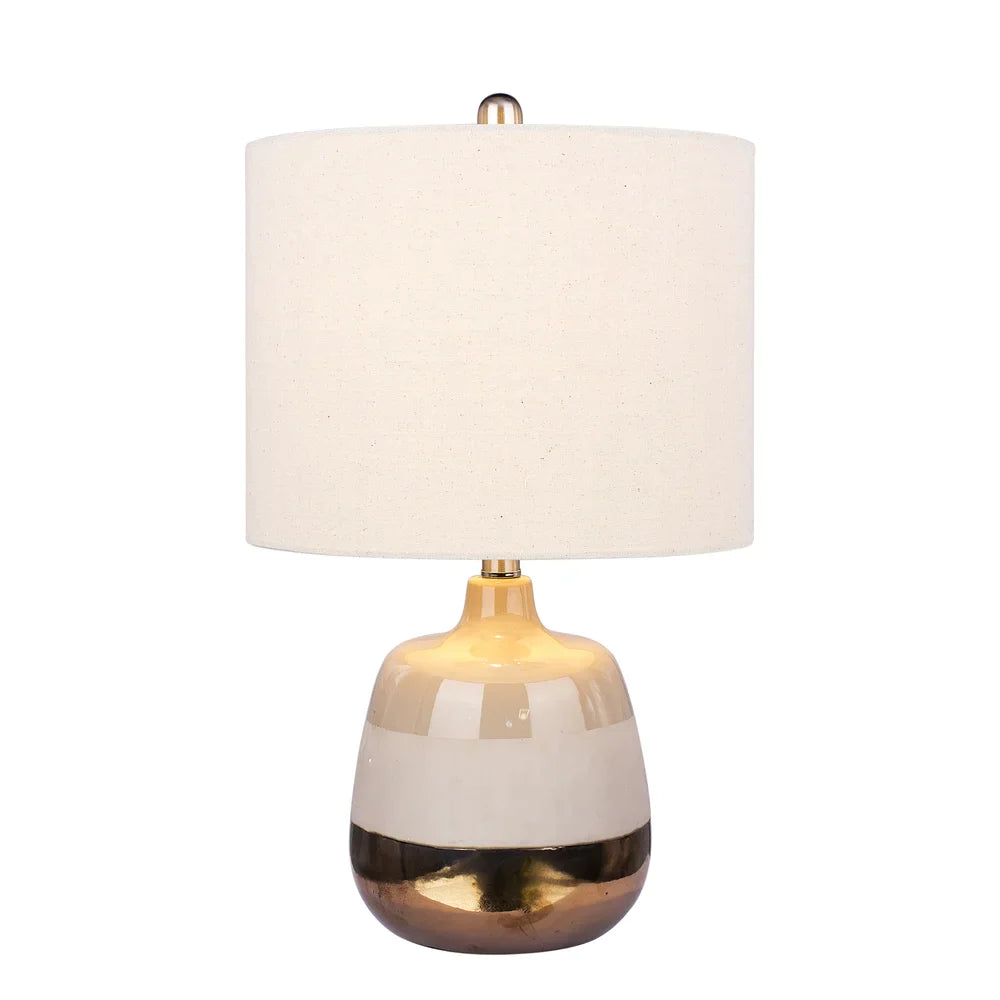 #8967 Modern 23 inch Ceramic Table Lamp with 3-Tone Effect in Grey, White & Gold