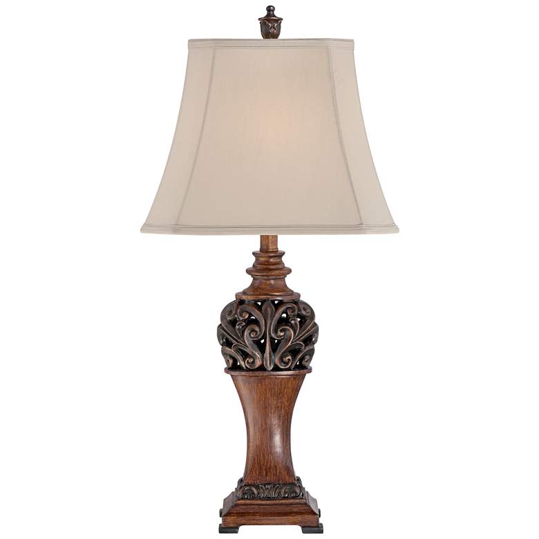 Exeter Wood Finish Table Lamps Set of 2 with WiFi Smart Sockets