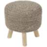 Jaipur Westport Bleached Sand Wool With Wooden Legs Ottoman