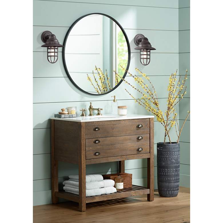 Marlowe 13 1/4" High Hooded Cage Outdoor Wall Light