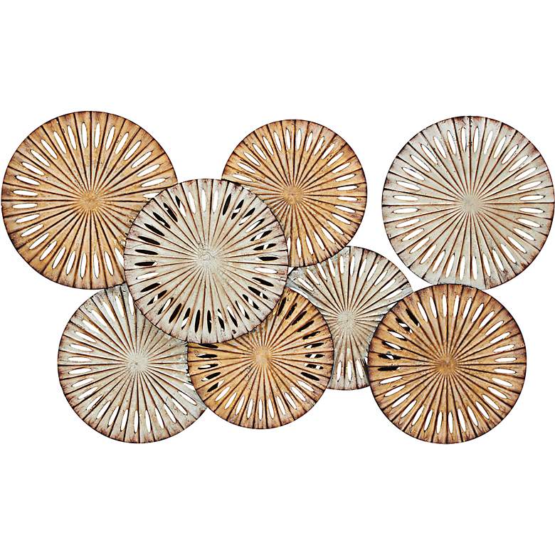 Textured Sunbursts 46" Wide Metal Wall Art