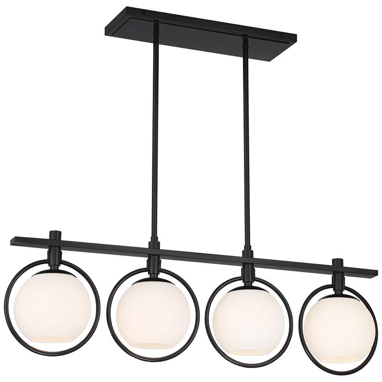 Carlyn 33 1/4"W Semi Gloss Black 4-Light LED Island Pendant