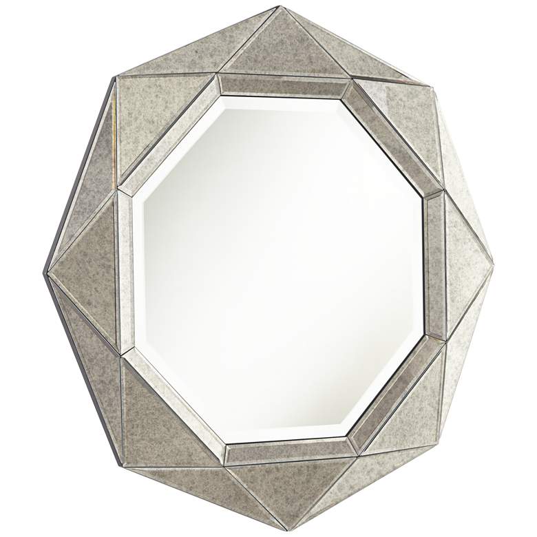 Possini Euro Dana 31 1/2" Round Octagon Antiqued Gray Wall Mirror
