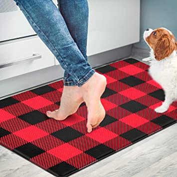 Kitchen Mat Cushioned Anti-Fatigue Floor Mat, 17.7"x30", Waterproof Non-Slip Buffalo Plaid Kitchen Rug Ergonomic Comfort Standing Mat for Kitchen, Home, Office, Sink, Laundry, Desk