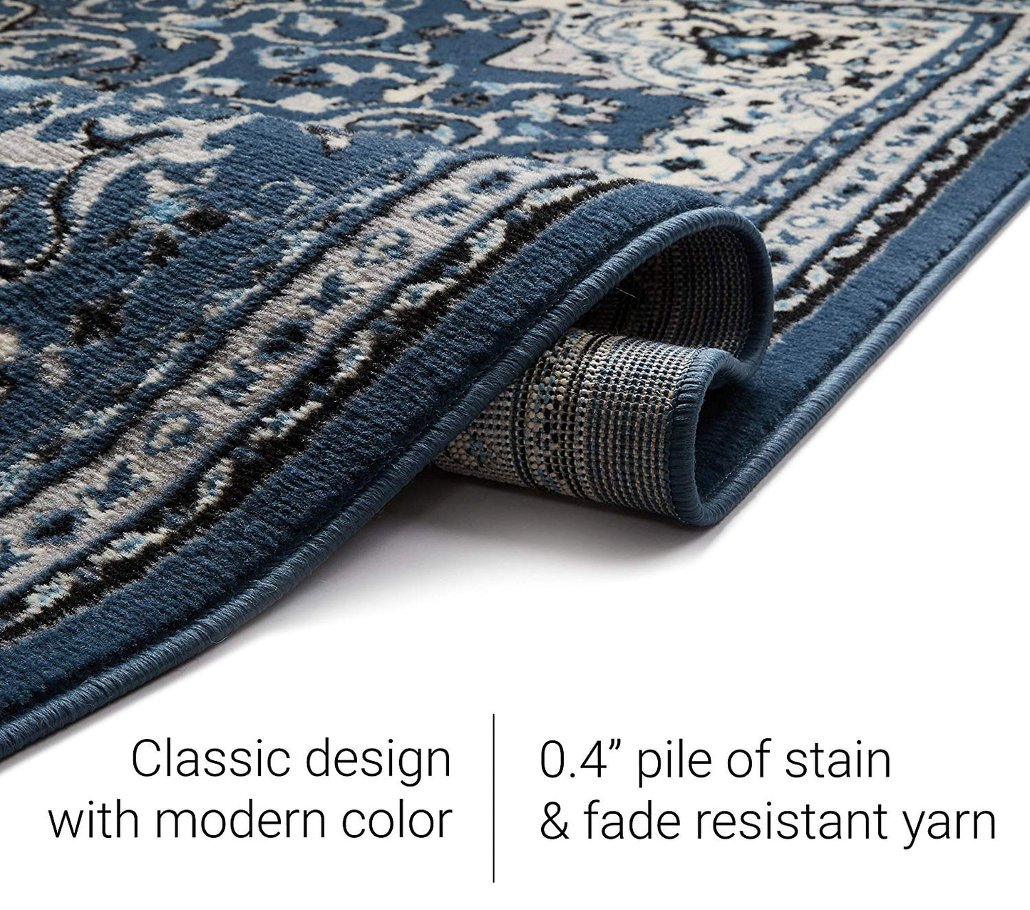 Deep Blue Ivory Traditional Persian Area Rugs