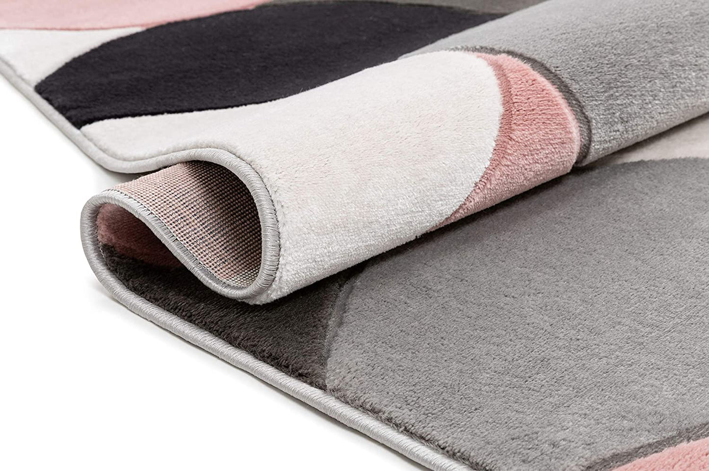 Good Vibes Helena Blush Pink Modern Geometric Shapes 3D Texture Soft Area Rug