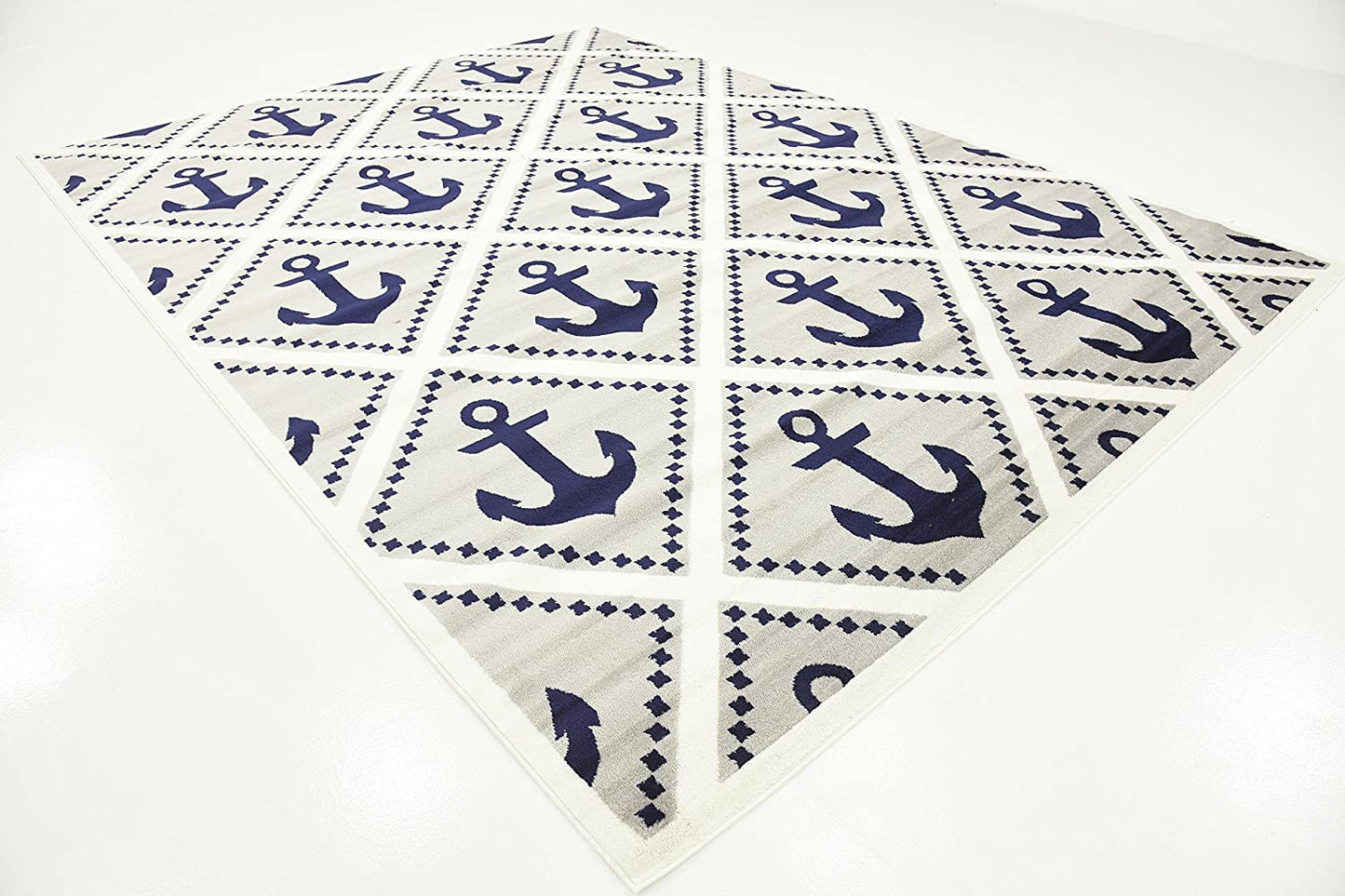 Loom Metro Collection Modern Nautical Geometric Anchor Gray Soft AreaRug