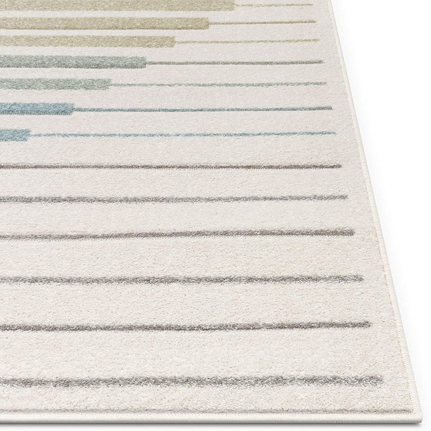 Onwa Soft Pastel Ivory Multi Color Chevron Triangle Stripes Geometric Soft Area Rug
