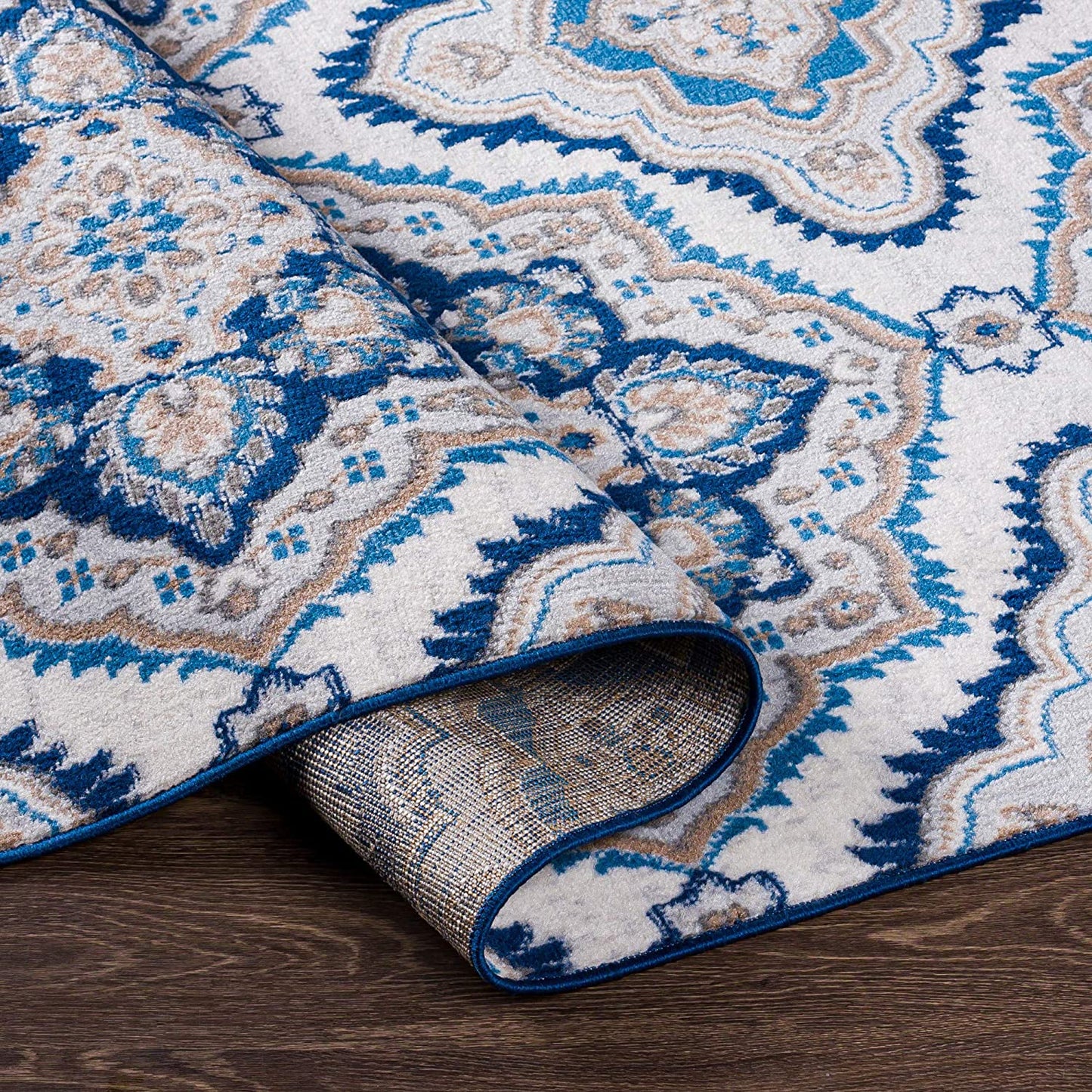 Demask Floral Selena Soft Area Rug, Navy