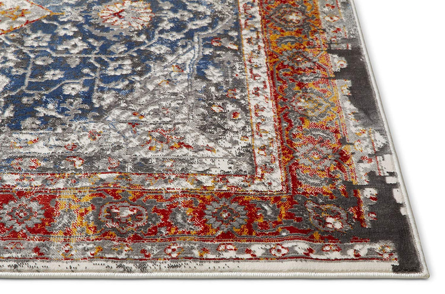 Modern Floral Persian Design Yellow Red Blue Area Rug