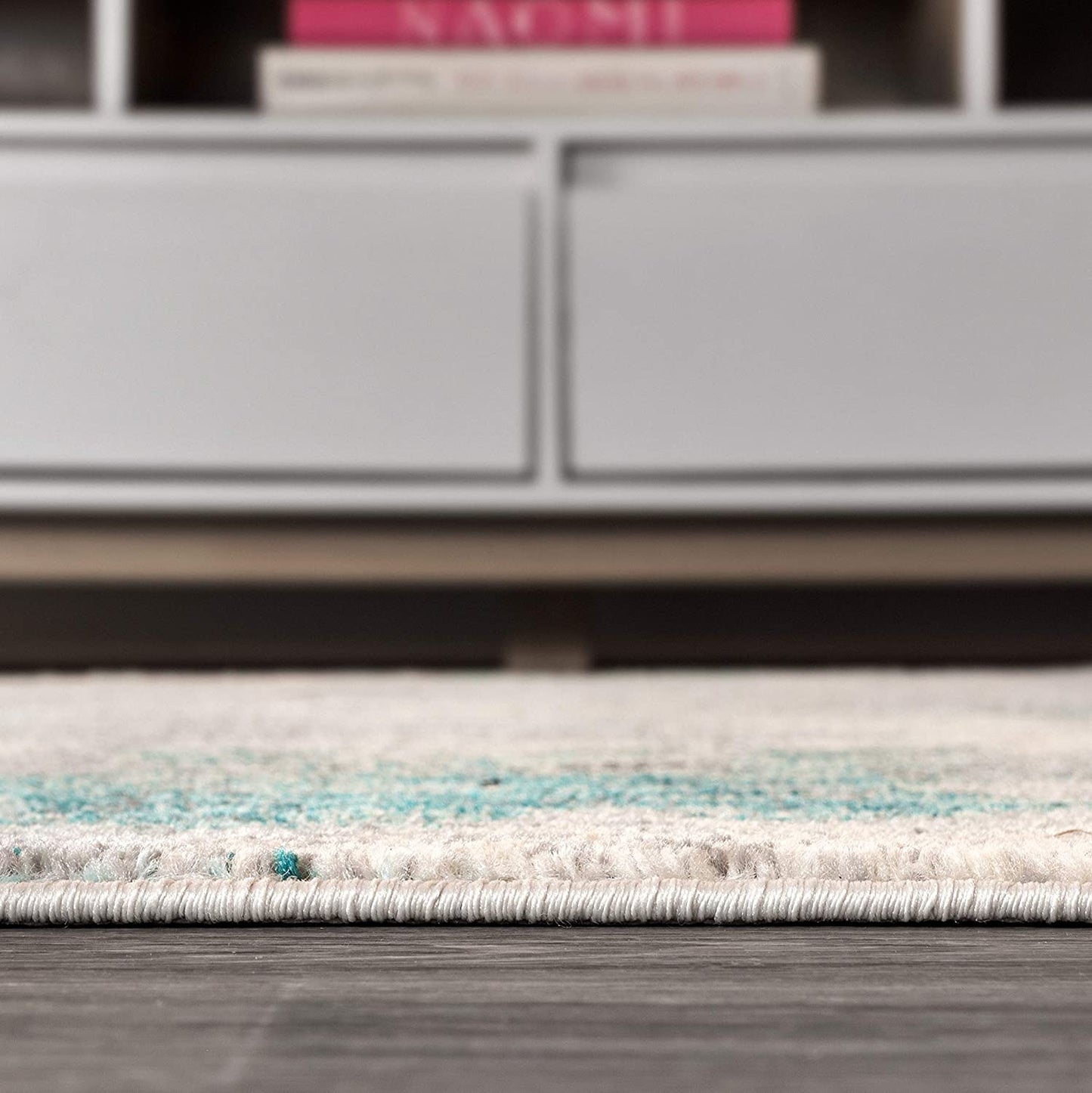 Contemporary Modern Abstract Vintage Area Rug Cream/Blue